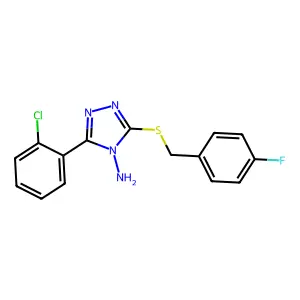 3-(2-Chlorophenyl)-5-[(4-fluorophenyl)methylthio]-1,2,4-triazole-4-ylamine structure