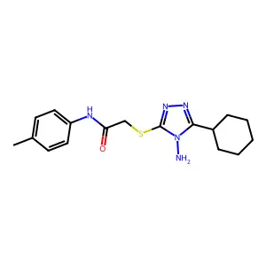 2-((4-amino-5-cyclohexyl-4H-1,2,4-triazol-3-yl)thio)-N-(p-tolyl)acetamide structure