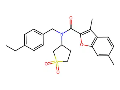 2-Benzofurancarboxamide,N-[(4-ethylphenyl)methyl]-3,6-dimethyl-N-(tetrahydro-1,1-dioxido-3-thienyl)-(9CI) structure