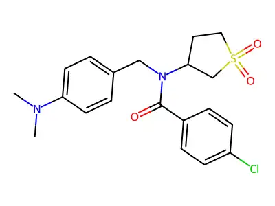 4-chloro-N-[4-(dimethylamino)benzyl]-N-(1,1-dioxidotetrahydrothiophen-3-yl)benzamide structure