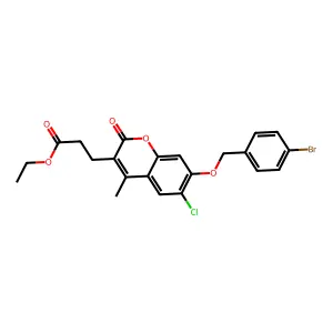 ethyl 3-{7-[(4-bromobenzyl)oxy]-6-chloro-4-methyl-2-oxo-2H-chromen-3-yl}propanoate structure
