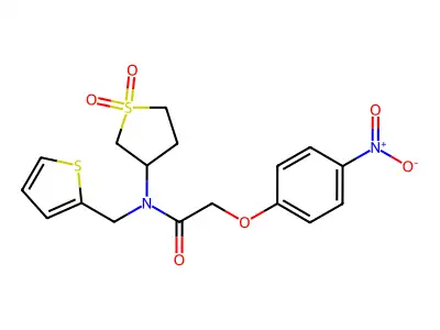 N-(1,1-dioxidotetrahydrothiophen-3-yl)-2-(4-nitrophenoxy)-N-(thiophen-2-ylmethyl)acetamide structure