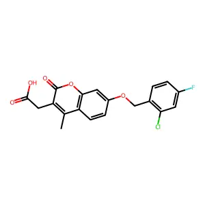 2-[7-[(2-Chloro-4-fluorophenyl)methoxy]-4-methyl-2-oxochromen-3-yl]acetic acid structure