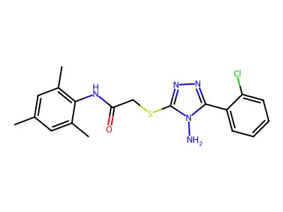 2-((4-amino-5-(2-chlorophenyl)-4H-1,2,4-triazol-3-yl)thio)-N-mesitylacetamide structure