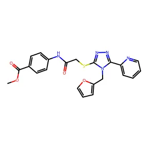 methyl 4-[({[4-(furan-2-ylmethyl)-5-(pyridin-2-yl)-4H-1,2,4-triazol-3-yl]sulfanyl}acetyl)amino]benzoate structure