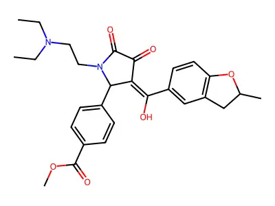 methyl 4-[1-(2-diethylaminoethyl)-3-[hydroxy-(2-methyl-2,3-dihydro-1-benzofuran-5-yl)methylidene]-4,5-dioxopyrrolidin-2-yl]benzoate structure