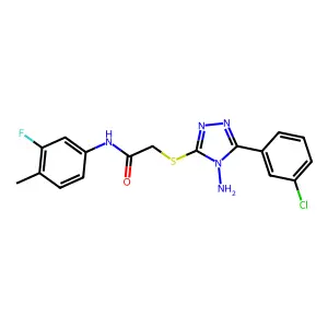 2-[4-amino-5-(3-chlorophenyl)(1,2,4-triazol-3-ylthio)]-N-(3-fluoro-4-methylphe nyl)acetamide structure