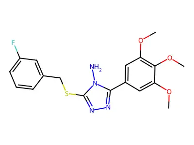 3-((3-Fluorobenzyl)thio)-5-(3,4,5-trimethoxyphenyl)-4H-1,2,4-triazol-4-ylamine structure