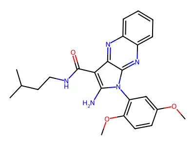2-amino-1-(2,5-dimethoxyphenyl)-N-(3-methylbutyl)pyrrolo[3,2-b]quinoxaline-3-carboxamide structure