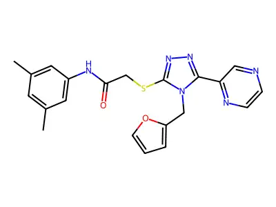 N-(3,5-dimethylphenyl)-2-{[4-(furan-2-ylmethyl)-5-(pyrazin-2-yl)-4H-1,2,4-triazol-3-yl]sulfanyl}acetamide structure