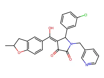 5-(3-chlorophenyl)-3-hydroxy-4-(2-methyl-2,3-dihydro-1-benzofuran-5-carbonyl)-1-[(pyridin-3-yl)methyl]-2,5-dihydro-1H-pyrrol-2-one structure