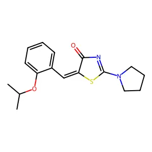 (E)-5-(2-isopropoxybenzylidene)-2-(pyrrolidin-1-yl)thiazol-4(5H)-one structure