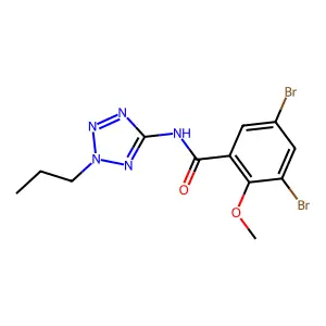 3,5-dibromo-2-methoxy-N-(2-propyltetrazol-5-yl)benzamide structure