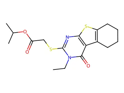 isopropyl [(3-ethyl-4-oxo-3,4,5,6,7,8-hexahydro[1]benzothieno[2,3-d]pyrimidin-2-yl)sulfanyl]acetate structure