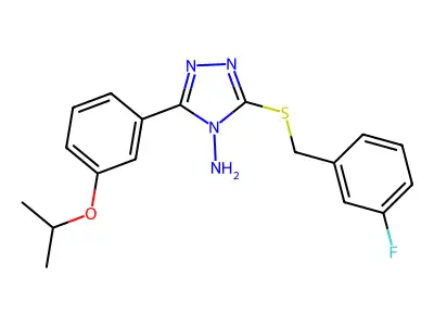 3-[(3-fluorobenzyl)sulfanyl]-5-[3-(propan-2-yloxy)phenyl]-4H-1,2,4-triazol-4-amine structure