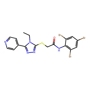 2-{[4-ethyl-5-(4-pyridinyl)-4H-1,2,4-triazol-3-yl]sulfanyl}-N-(2,4,6-tribromophenyl)acetamide structure