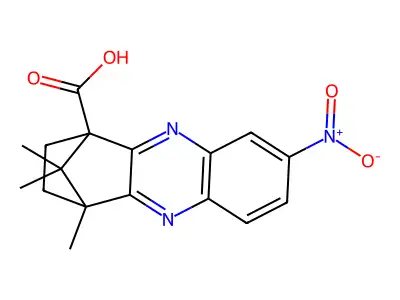 4,11,11-trimethyl-8-nitro-1,2,3,4-tetrahydro-1,4-methanophenazine-1-carboxylic acid structure