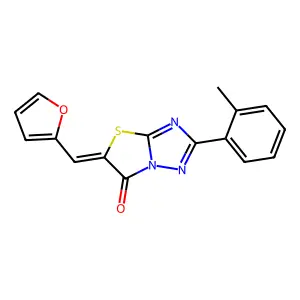 (5Z)-5-(2-furylmethylene)-2-(2-methylphenyl)[1,3]thiazolo[3,2-b][1,2,4]triazol-6(5H)-one structure