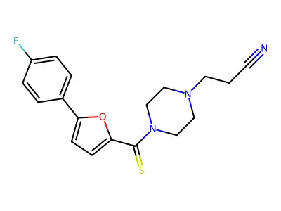 3-(4-(5-(4-Fluorophenyl)furan-2-carbonothioyl)piperazin-1-yl)propanenitrile structure