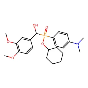 cyclohexyl ((3,4-dimethoxyphenyl)(hydroxy)methyl)(4-(dimethylamino)phenyl)phosphinate structure