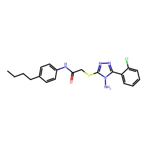 2-((4-amino-5-(2-chlorophenyl)-4H-1,2,4-triazol-3-yl)thio)-N-(4-butylphenyl)acetamide structure