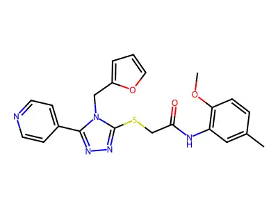 2-{[4-(furan-2-ylmethyl)-5-(pyridin-4-yl)-4H-1,2,4-triazol-3-yl]sulfanyl}-N-(2-methoxy-5-methylphenyl)acetamide structure
