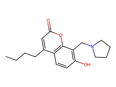 4-butyl-7-hydroxy-8-(pyrrolidin-1-ylmethyl)-2H-chromen-2-one structure