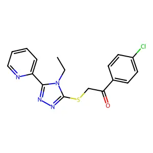 1-(4-chlorophenyl)-2-{[4-ethyl-5-(pyridin-2-yl)-4H-1,2,4-triazol-3-yl]sulfanyl}ethanone structure