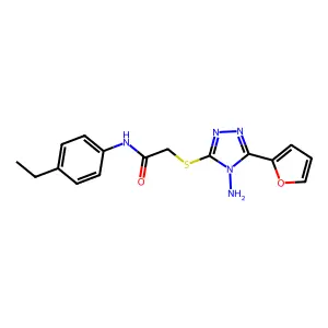 2-((4-amino-5-(furan-2-yl)-4H-1,2,4-triazol-3-yl)thio)-N-(4-ethylphenyl)acetamide structure
