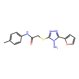 2-((4-amino-5-(furan-2-yl)-4H-1,2,4-triazol-3-yl)thio)-N-(p-tolyl)acetamide structure