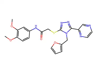N-(3,4-dimethoxyphenyl)-2-{[4-(furan-2-ylmethyl)-5-(pyrazin-2-yl)-4H-1,2,4-triazol-3-yl]sulfanyl}acetamide structure