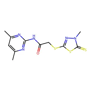 N-(4,6-dimethylpyrimidin-2-yl)-2-[(4-methyl-5-sulfanylidene-1,3,4-thiadiazol-2-yl)sulfanyl]acetamide structure