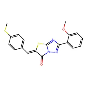 (5Z)-2-(2-methoxyphenyl)-5-[4-(methylsulfanyl)benzylidene][1,3]thiazolo[3,2-b][1,2,4]triazol-6(5H)-one structure