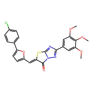 (5Z)-5-{[5-(4-chlorophenyl)-2-furyl]methylene}-2-(3,4,5-trimethoxyphenyl)[1,3]thiazolo[3,2-b][1,2,4]triazol-6(5H)-one structure