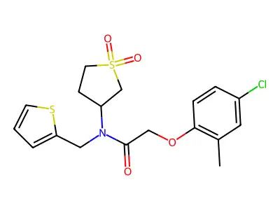 2-(4-chloro-2-methylphenoxy)-N-(1,1-dioxidotetrahydrothiophen-3-yl)-N-(thiophen-2-ylmethyl)acetamide structure