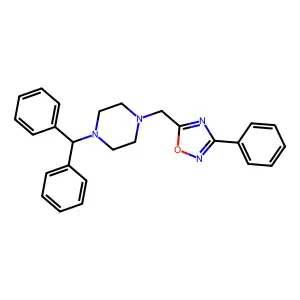 1-(Diphenylmethyl)-4-[(3-phenyl-1,2,4-oxadiazol-5-yl)methyl]piperazine structure