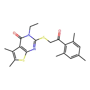 3-ET-2-((2-Mesityl-2-oxoethyl)thio)-5,6-dimethylthieno(2,3-D)pyrimidin-4(3H)-one structure