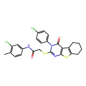 N-(3-chloro-4-methylphenyl)-2-{[3-(4-chlorophenyl)-4-oxo-3,4,5,6,7,8-hexahydro[1]benzothieno[2,3-d]pyrimidin-2-yl]sulfanyl}acetamide structure