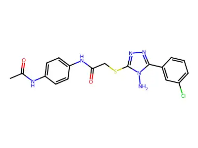 N-(4-(Acetylamino)PH)2-((4-amino-5-(3-CL-PH)4H-1,2,4-triazol-3-YL)thio)acetamide structure
