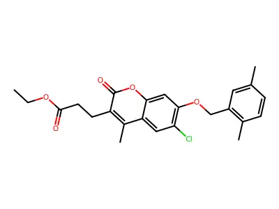 ethyl 3-{6-chloro-7-[(2,5-dimethylbenzyl)oxy]-4-methyl-2-oxo-2H-chromen-3-yl}propanoate structure