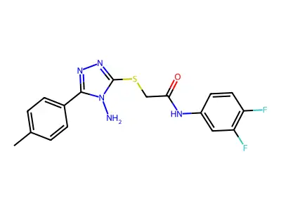 2-[4-amino-5-(4-methylphenyl)(1,2,4-triazol-3-ylthio)]-N-(3,4-difluorophenyl)a cetamide structure