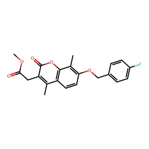 methyl {7-[(4-fluorobenzyl)oxy]-4,8-dimethyl-2-oxo-2H-chromen-3-yl}acetate structure