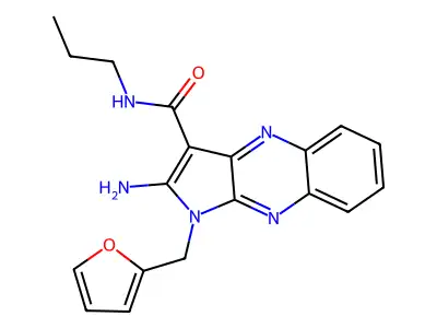 2-amino-1-(furan-2-ylmethyl)-N-propyl-1H-pyrrolo[2,3-b]quinoxaline-3-carboxamide structure