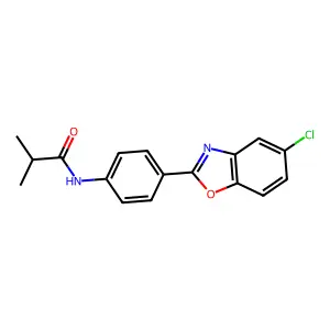 N-[4-(5-chloro-1,3-benzoxazol-2-yl)phenyl]-2-methylpropanamide structure