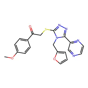 2-{[4-(furan-2-ylmethyl)-5-(pyrazin-2-yl)-4H-1,2,4-triazol-3-yl]sulfanyl}-1-(4-methoxyphenyl)ethanone structure