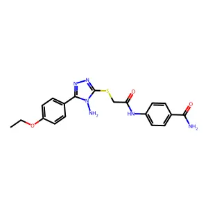 4-{2-[4-Amino-5-(4-ethoxyphenyl)-1,2,4-triazol-3-ylthio]acetylamino}benzamide structure