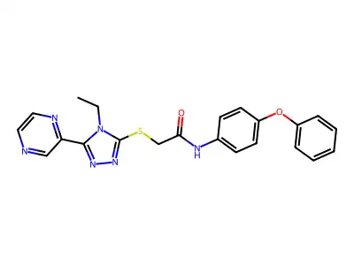 2-((4-Ethyl-5-(pyrazin-2-yl)-4H-1,2,4-triazol-3-yl)thio)-N-(4-phenoxyphenyl)acetamide structure