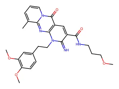 1-[2-(3,4-dimethoxyphenyl)ethyl]-2-imino-N-(3-methoxypropyl)-10-methyl-5-oxo-1,5-dihydro-2H-dipyrido[1,2-a:2',3'-d]pyrimidine-3-carboxamide structure