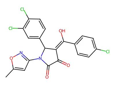 4-(4-chlorobenzoyl)-5-(3,4-dichlorophenyl)-3-hydroxy-1-(5-methyl-1,2-oxazol-3-yl)-2,5-dihydro-1H-pyrrol-2-one structure