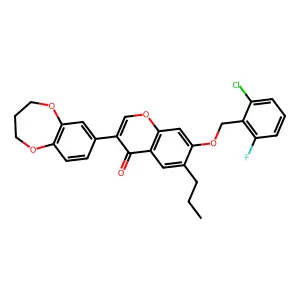 7-[(2-chloro-6-fluorobenzyl)oxy]-3-(3,4-dihydro-2H-1,5-benzodioxepin-7-yl)-6-propyl-4H-chromen-4-one structure